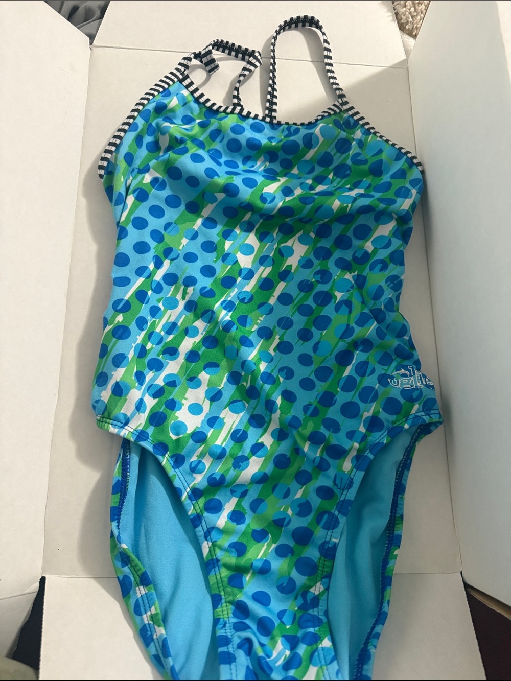Dolfin Blue & Green Polka Dot One-Piece Swimsuit